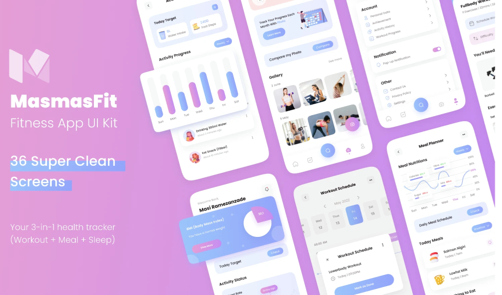 Fitness App UI Kit Free Figma Template