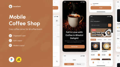 Free Coffee Shop App UI Figma Resource
