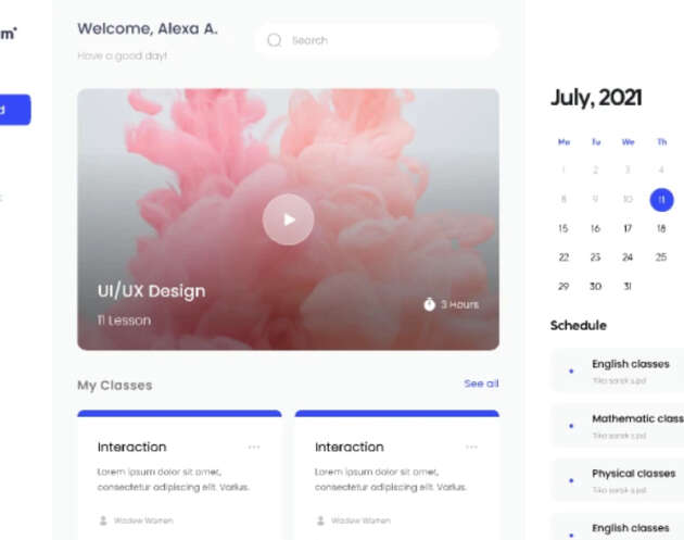 Free E-Learning Dashboard UI Figma - Template