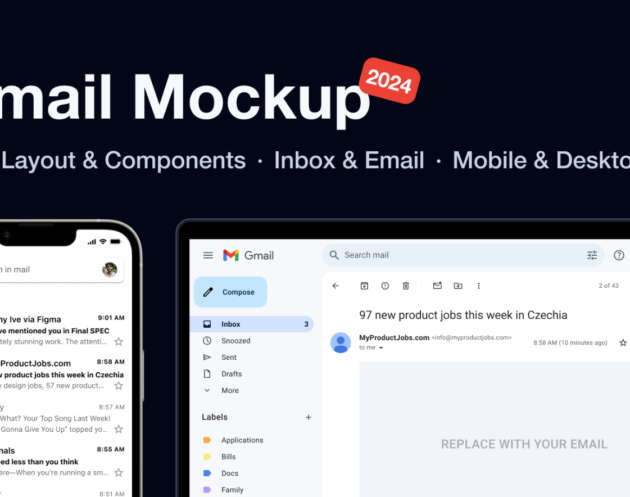Free Gmail App UI Mockup (Figma) – 2024 Auto Layout