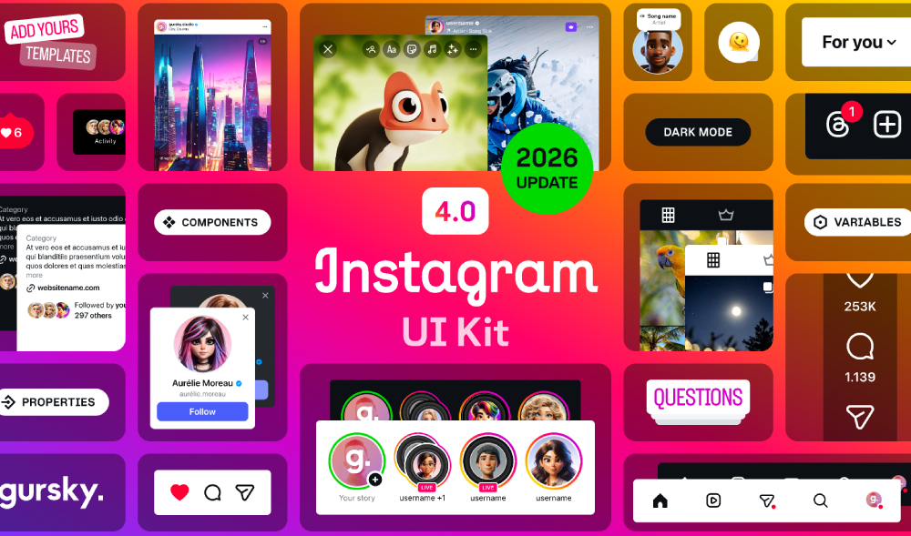 Free Instagram UI Kit 2026 Figma