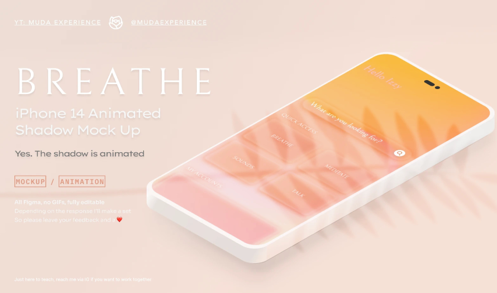 Free iPhone 14 Animated Shadow Figma Mockup