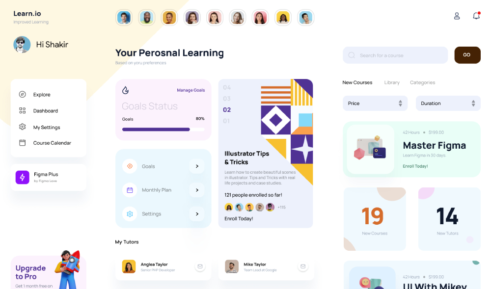 Online Learning Dashboard Figma UI