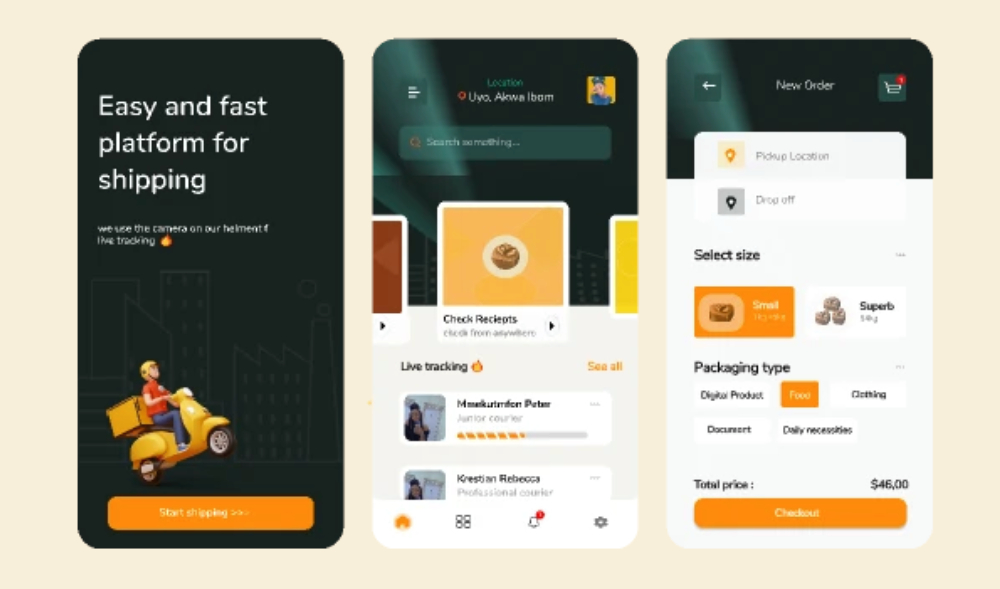 Shipping Mobile App UI (Figma) – Free Template