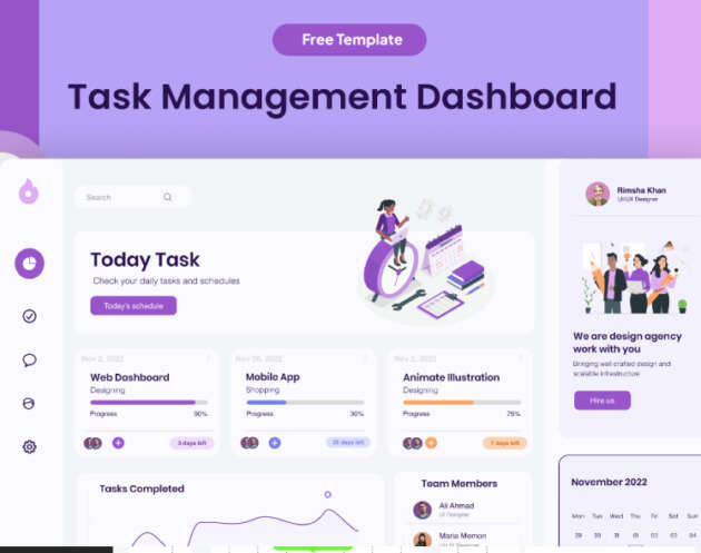 Task Management Dashboard Free Figma Template