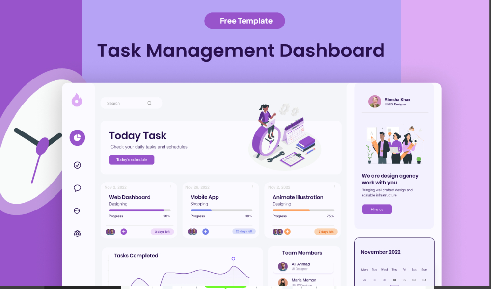 Task Management Dashboard Free Figma Template