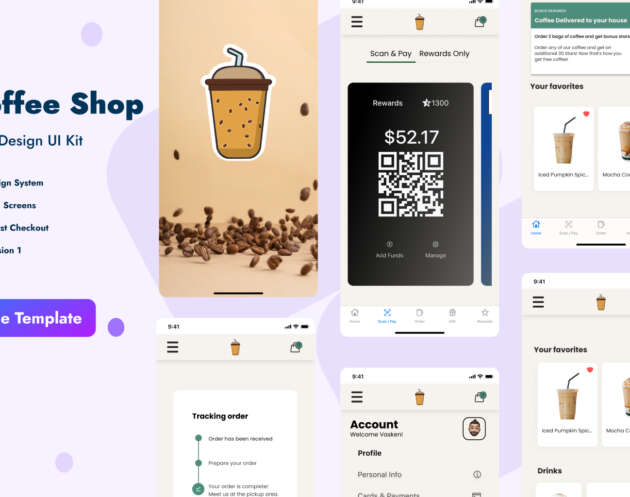 coffee shop app ui kit figma