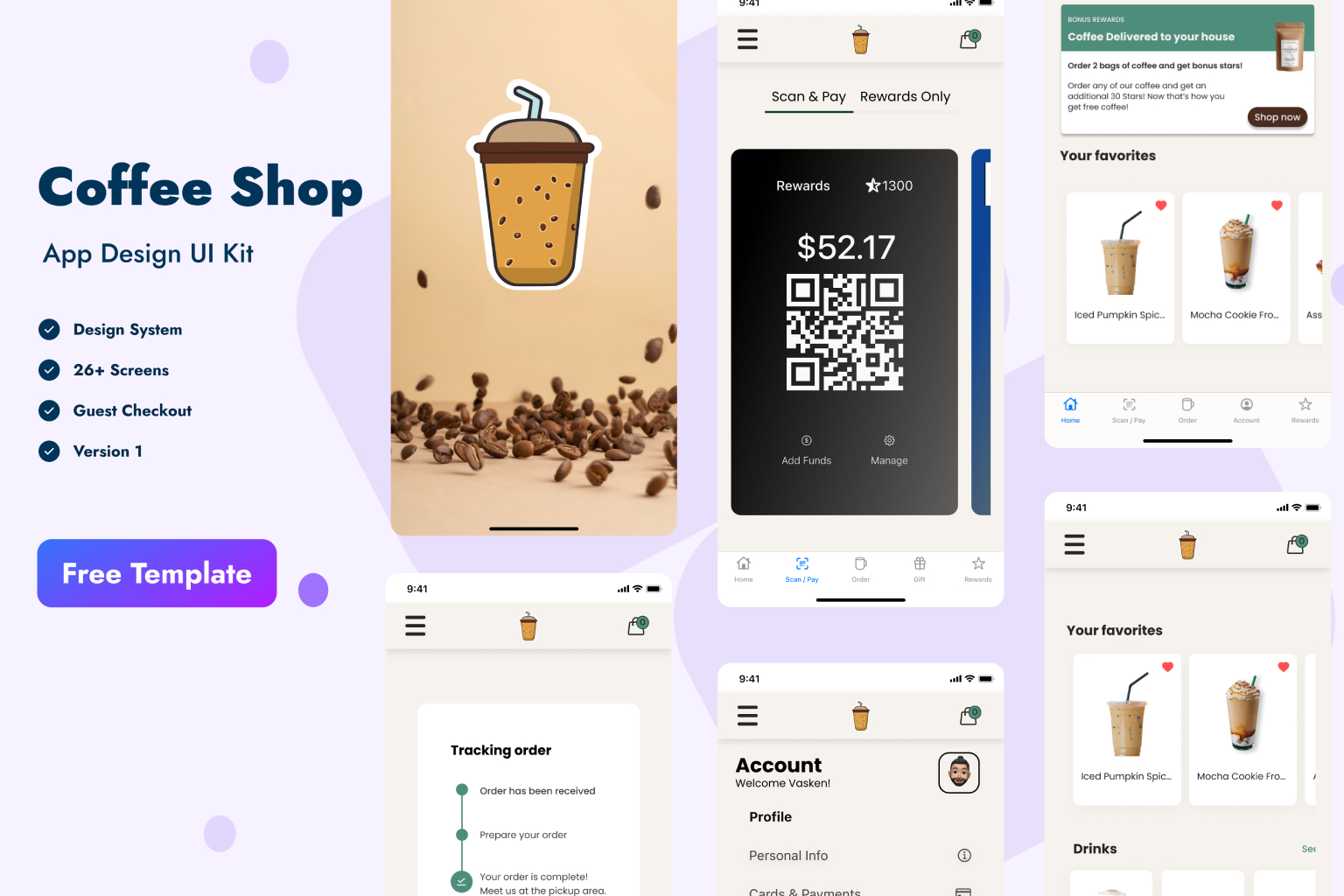 coffee shop app ui kit figma