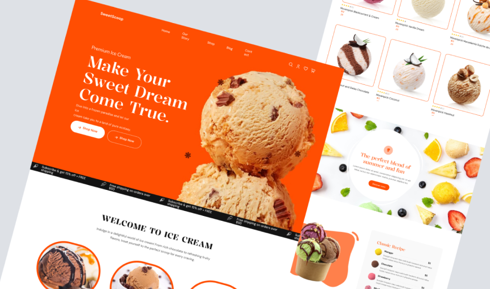 ice cream landing page figma